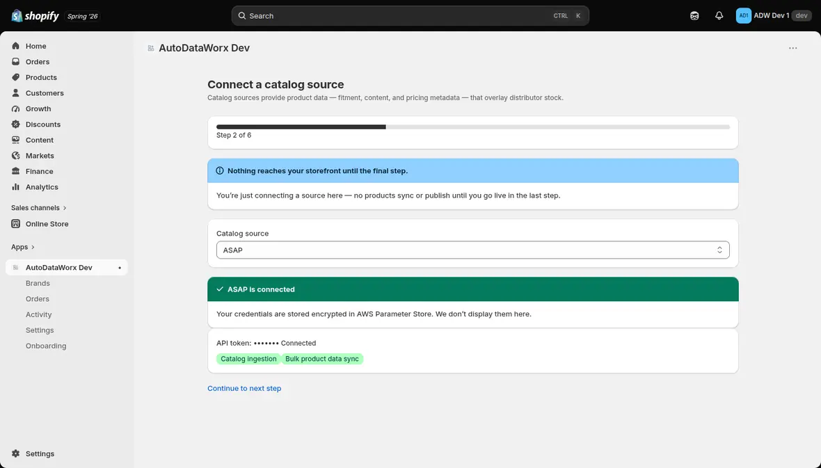 Catalog source connected