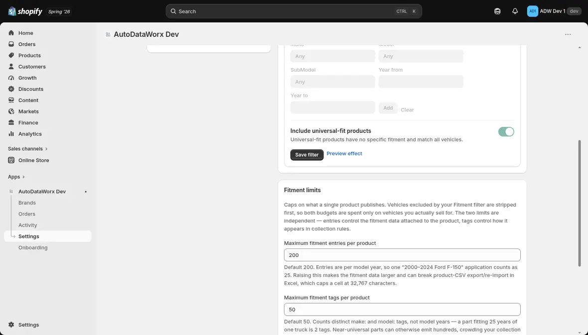 Product filters