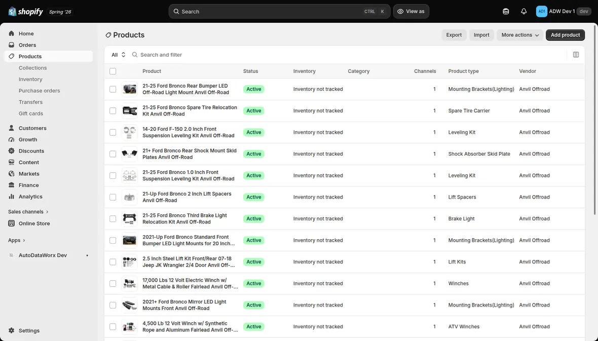 Products in Shopify