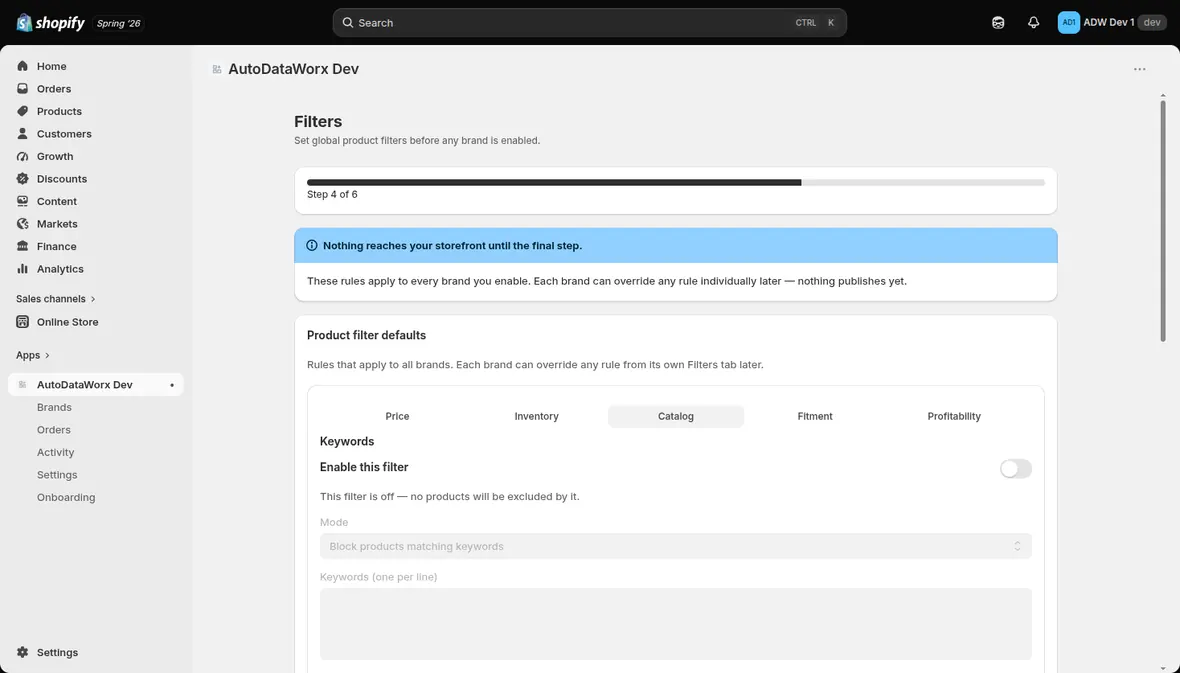 Catalog filter